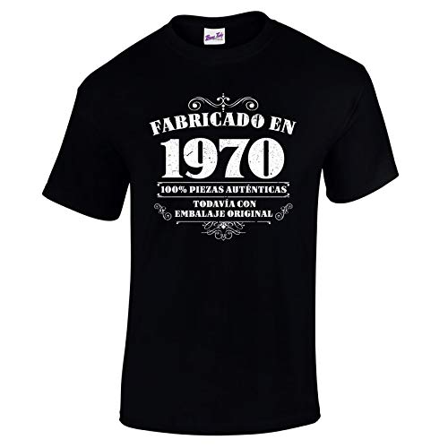 Bang Tidy Clothing Camiseta de Hombre para Regalo de 50 cumpleaños Manufactured 1970 en Negro Talla XXL