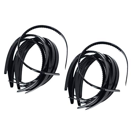 Baoblaze 20pcs 10mm De Plástico Liso Bandas De Cabeza De Alice Accesorio para El Cabello Bricolaje Negro