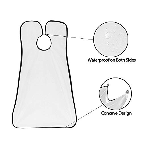 Barba Delantal ,JT JUSTIME Babero para barba con 4 ventosa - Recortes de pelo y barba Catcher Grooming Cape deje que su baño de mantener limpio -El mejor regalo para Hombre (Blanco)