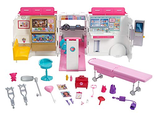 Barbie - Ambulancia de mascotas con muñeca - accesorios muñeca - (Mattel FRM19)