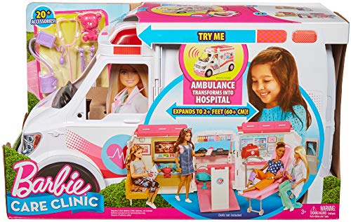 Barbie - Ambulancia de mascotas con muñeca - accesorios muñeca - (Mattel FRM19)