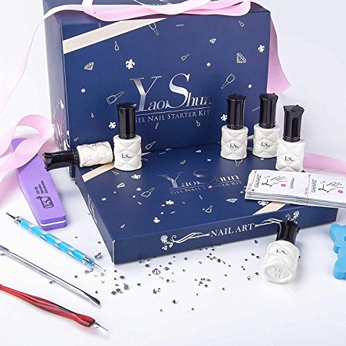 Barniz Gel Semi Permanente – y & S UV LED Esmalte De Uñas Soak Off Gel principiantes Kit 6 colores Plus Top y Base Coat, 8 ml cada frasco