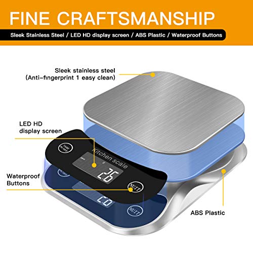 Báscula Electrónica Digital Para Alimentos De Cocina En Onzas y Gramos Con Calculadora Nutricional Para Frutas,Calorías y Cocina, Ingredientes