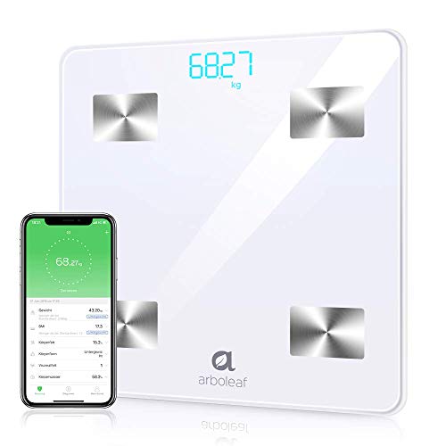 Báscula Grasa Corporal - arboleaf Escala Bluetooth Inteligente Hasta 180 kg, Bascula de Baño Digital, APP Profesional Analiza 10 Datos, Monitor de Composición Corporal para Andriod y iOS…
