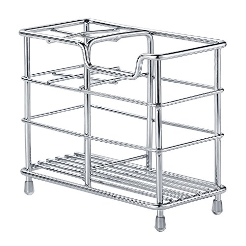 BasicForm Porta Cepillo de Dientes y Pasta de Acero Inoxidable para Tocador Encimera de Baño (1 Unidad)