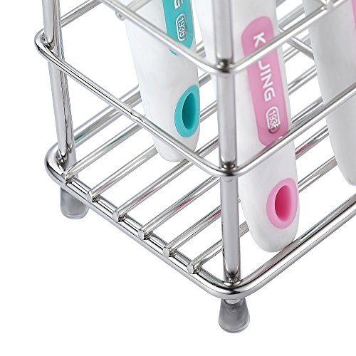 BasicForm Porta Cepillo de Dientes y Pasta de Acero Inoxidable para Tocador Encimera de Baño (1 Unidad)