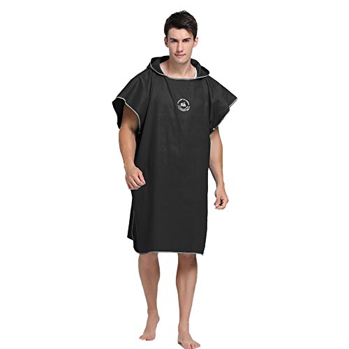 Bata de microfibra ele Eleoption con capucha, compacta y ligera, ideal como toalla de cambio para la playa, vacaciones, viajes, surf, talla única