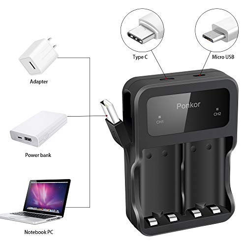 Batería de Controlador Xbox One, Xbox Mando Batería 2 x 2500mAH Batería Recargable para Xbox One / One S / One X / One Mando inalámbricos Elite, Juegos de Batería y Cargador