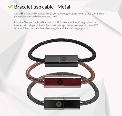 BAXET usefulness accessories Pulsera Recarga | Cable de navegación | Cable de Datos | Cable USB portátil para iPhone, Micro, TypeC | Idea de Regalo tecnológico (20cm Micro)