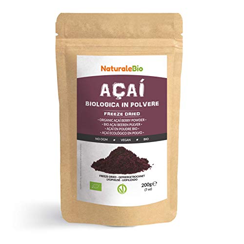 Bayas de Acai Orgánico en Polvo [Freeze - Dried] 200g. Pure Acaí Berry Powder Extracto crudo de la pulpa de la baya de açaí liofilizado. 100% Bio cultivado en Brasil. Superalimento Ecológico.