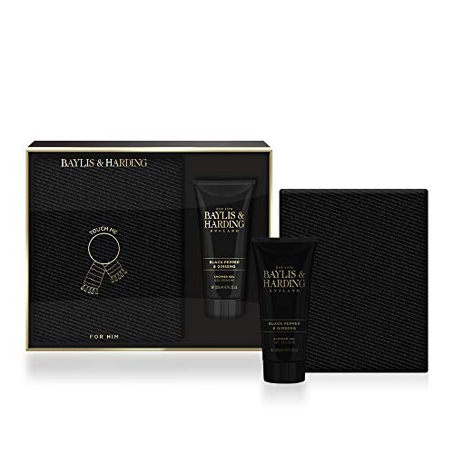 Baylis & Harding - Juego de Bufanda de Pimienta y Ginseng para Hombre, Color Negro