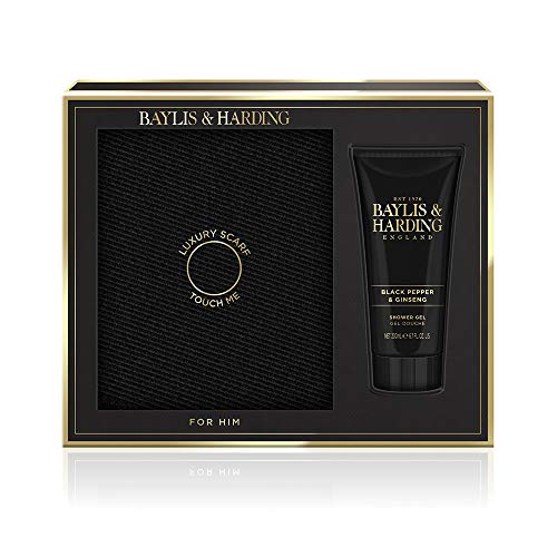 Baylis & Harding - Juego de Bufanda de Pimienta y Ginseng para Hombre, Color Negro