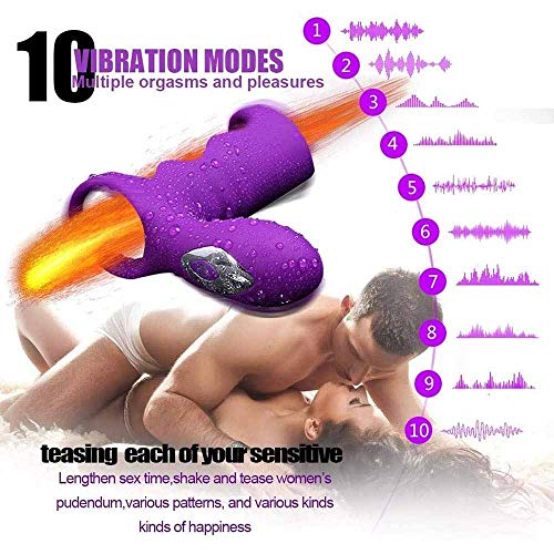 BBGC Aņīlló Péné Vîbrådôr Clītoris para Pareja Hombre, 2 en 1 Estîmúlạdór Mụjer Clītőris, Doble Cóckrîng Silicone Vībrạdór Anīlló con Control Remoto,10 Modos Carga USB