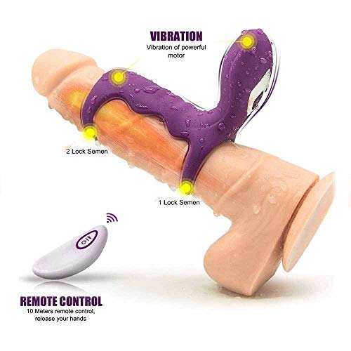 BBGC Aņīlló Péné Vîbrådôr Clītoris para Pareja Hombre, 2 en 1 Estîmúlạdór Mụjer Clītőris, Doble Cóckrîng Silicone Vībrạdór Anīlló con Control Remoto,10 Modos Carga USB