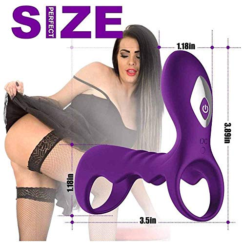 BBGC Aņīlló Péné Vîbrådôr Clītoris para Pareja Hombre, 2 en 1 Estîmúlạdór Mụjer Clītőris, Doble Cóckrîng Silicone Vībrạdór Anīlló con Control Remoto,10 Modos Carga USB