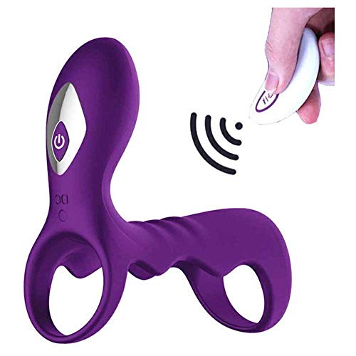 BBGC Aņīlló Péné Vîbrådôr Clītoris para Pareja Hombre, 2 en 1 Estîmúlạdór Mụjer Clītőris, Doble Cóckrîng Silicone Vībrạdór Anīlló con Control Remoto,10 Modos Carga USB