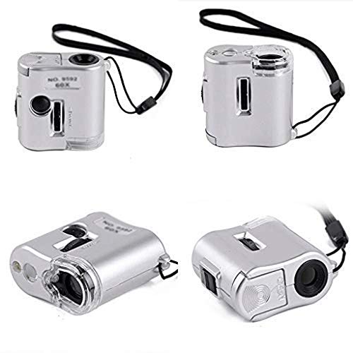 BBGGJ Microscopio de Bolsillo con luz for la inspección de Campo de Fibras, Plantas, células, Piel, Moneda, Vida Silvestre y más