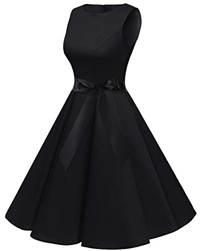 Bbonlinedress 50s Vestidos Vintage Retro Rockabilly Clásico Black 2XL