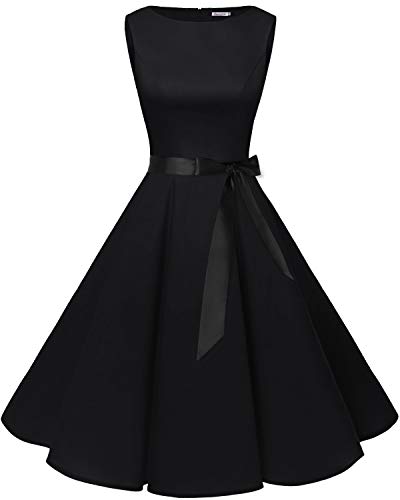 Bbonlinedress 50s Vestidos Vintage Retro Rockabilly Clásico Black 2XL