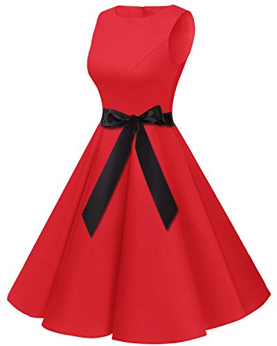 Bbonlinedress 50s Vestidos Vintage Retro Rockabilly Clásico Red XS