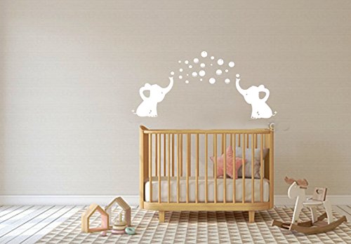 BDECOLL elefante burbujas guardería pared vinilo habitación de los niños soplando burbujas vinilo adhesivo decorativo para pared para la habitación del bebé Decor (blanco)