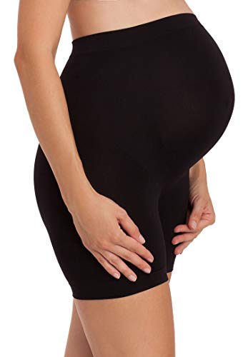 Be Mammy Premamá Leggins Pantalones Cortos Shorts Maternidad Ropa Verano Mujer 06 15 (Negro, XXL)
