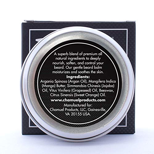 Beard Balm: Use Chamuel Men's All Natural Leave-In Conditioner to Moisturize, Seal, and Style Your Beard--Absorbs Quickly and Keeps Your Beard Looking Great All Day Long! LARGE 2oz/50g Tin. NEW - LIMITED PROMO Price! by Chamuel