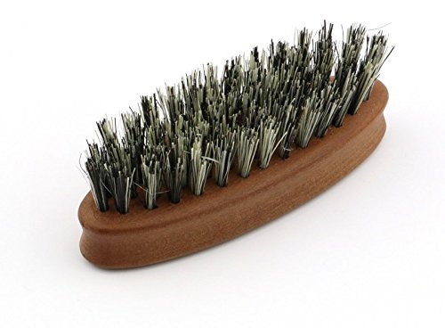 Beard Brush vegan - cepillo ovalado para vegetarianos y personas alérgicas al pelo animal hecho de peral certificado y fibra gris (fibra), para el cuidado de la barba, dim. 83 x 27 mm, Made in Germany