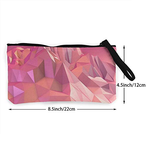 Bearget Bajo Poly Rosa Montaña Wallpaper Lindo Lona Cambio Monedero Bolsa Bolsa Bolsa con Cremallera Titular de la Muñeca Correa de Maquillaje Estuche para Mujeres Niñas Personalizado