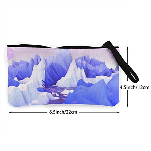 Bearget Low Poly Paisaje Arte Papel Pintado Lindo de Lona Cambio Monedero Bolsa Bolsa de Cremallera Titular de la Correa de Muñeca Maquillaje Estuche para Mujeres Niñas Personalizado