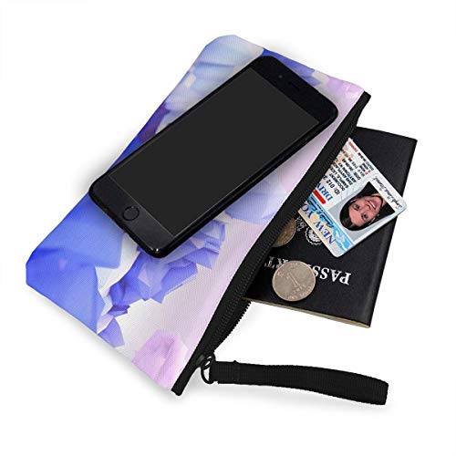 Bearget Low Poly Paisaje Arte Papel Pintado Lindo de Lona Cambio Monedero Bolsa Bolsa de Cremallera Titular de la Correa de Muñeca Maquillaje Estuche para Mujeres Niñas Personalizado