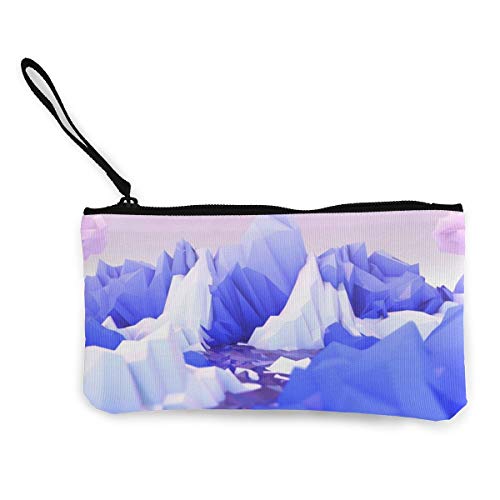 Bearget Low Poly Paisaje Arte Papel Pintado Lindo de Lona Cambio Monedero Bolsa Bolsa de Cremallera Titular de la Correa de Muñeca Maquillaje Estuche para Mujeres Niñas Personalizado