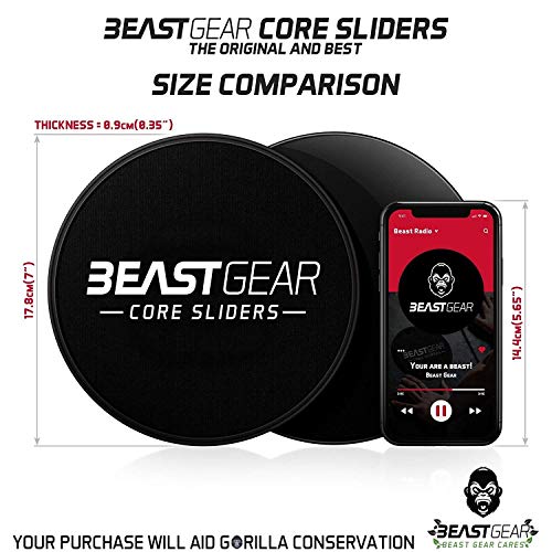 Beast Gear - Discos Deslizantes para Abdominales – Discos Doble Cara Deslizantes para Ejercicios de Abdominales– para Moquetas y Solería