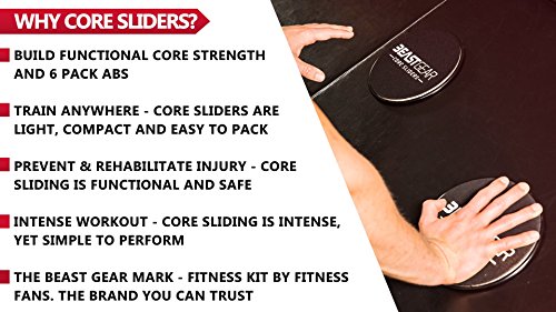 Beast Gear - Discos Deslizantes para Abdominales – Discos Doble Cara Deslizantes para Ejercicios de Abdominales– para Moquetas y Solería
