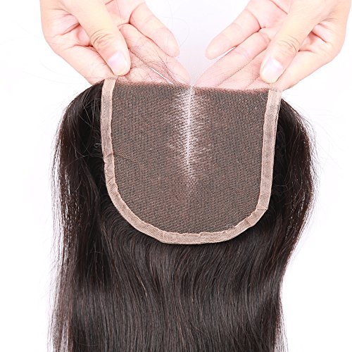 Beata Hair - Extensiones de pelo liso con malla de 3 secciones estilo brasileño con nudos ligeramente blanqueados y pelo de bebé