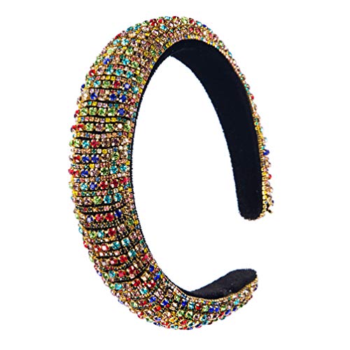 Beaupretty Diadema de Joyería Barroca Boho Diadema de Diamantes de Imitación Acolchada Diadema Ancha Aro de Pelo para Mujer