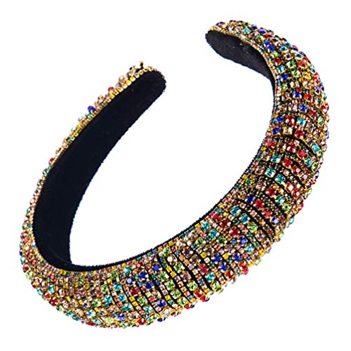 Beaupretty Diadema de Joyería Barroca Boho Diadema de Diamantes de Imitación Acolchada Diadema Ancha Aro de Pelo para Mujer