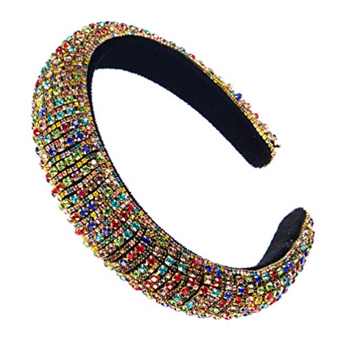Beaupretty Diadema de Joyería Barroca Boho Diadema de Diamantes de Imitación Acolchada Diadema Ancha Aro de Pelo para Mujer