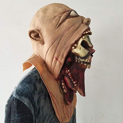 Beaupretty Máscara de Halloween Máscara sangrienta Zombie Cara Derritirse Miedo Látex Caminando Muerto Disfraz de adulto Cara Apoyos de fiesta