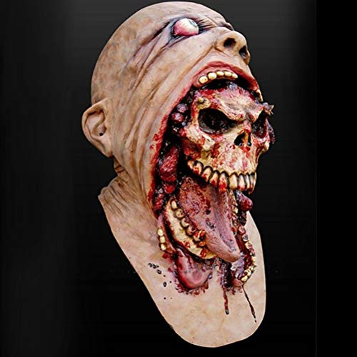 Beaupretty Máscara de Halloween Máscara sangrienta Zombie Cara Derritirse Miedo Látex Caminando Muerto Disfraz de adulto Cara Apoyos de fiesta