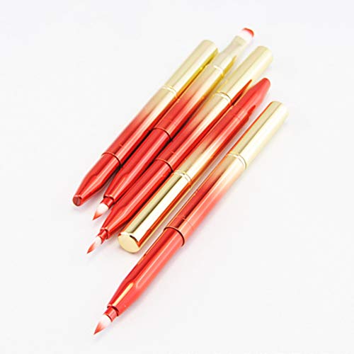 Beaupretty Pincel de Labios retráctil Cepillo de Labios portátil cáscara de Labios lápiz Labial lápiz Labial aplicador de Brillo Pincel Herramientas de Maquillaje (Degradado Rojo)