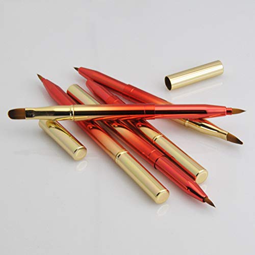 Beaupretty Pincel de Labios retráctil Cepillo de Labios portátil cáscara de Labios lápiz Labial lápiz Labial aplicador de Brillo Pincel Herramientas de Maquillaje (Degradado Rojo)