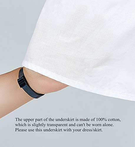 BEAUTELICATE Mujer Enaguas de Algodón Corta Antiestática Combinación para Vestido Antideslizante Plain Falda Marfil Negro con Encaje Dobladillo 55CM 60CM