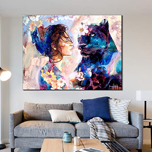 Beauty and Lion Poster Wall Art Canvas Wall Painting Living Room Home Decoration Nordic Decoration Printed Art (no Frame) A1 30x40CM