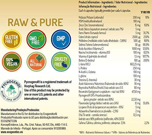 Beauty - Colágeno + Biotina + L-lisina + Ácido Hialurónico + Zinc + Resveratrol + Picnogenol + Reinoutria + Astaxantina | para la salud del Cabello, Uñas y Piel – 120 cápsulas