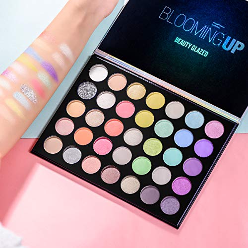 Beauty Glazed Blooming UP Maquillaje profesional de sombras de ojos coloridas 35 Sombra de ojos mate brillante y brillante Shimmery Powder sedoso Paleta de sombras de ojos con brillo prensado
