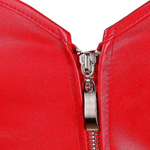Beauty-You gótico Steampunk Corsé Sintética Sremallera Bustier Plus tamaño juegos de vestir Rojo S
