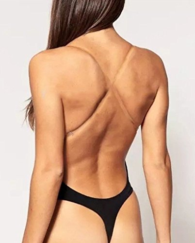BeautyIn - Body con sujetador y espalda descubierta, con tirantes transparentes, estiliza, para traje de novia Negro negro
