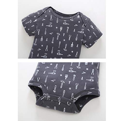 Bebé Body Pack de 5 - Mono Niños Mameluco Manga Corta para Trajes Baño Ropa de Verano Algodón Pelele Coche 6-9 Meses