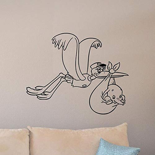 Bebé Dumbo calcomanía de pared cartel de cigüeña elefante volador pegatina pequeña regalo decoración de habitación de bebé sala de juegos arte de pared de jardín de infantes